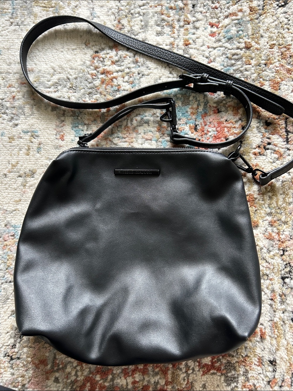Steve Madden Black Smooth Leatherette Shoulder Bag
